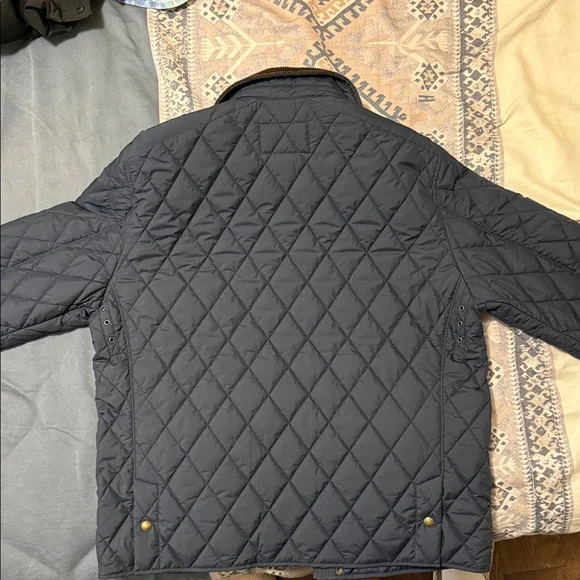 Polo Ralph Lauren Navy Quilted Jacket with Brown Collar - Picture 5 of 6
